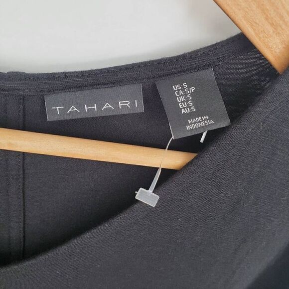 Tahari Women's Black‎ Flowy Split Sleeve Shirt Top Size Small - Picture 3 of 5